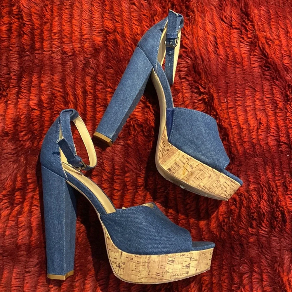 N By Nicole Miller Women Denim Heels - Picture 3 of 7